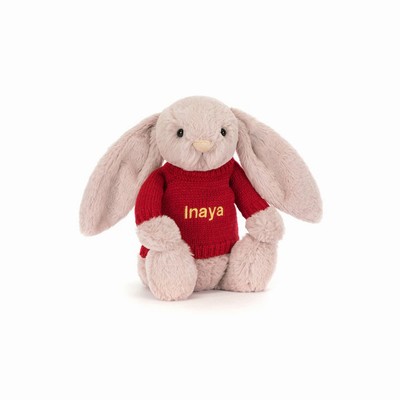 Jellycat Bashful Luxe Bunny Rosa with Red Jumper Australia | 140582IOY